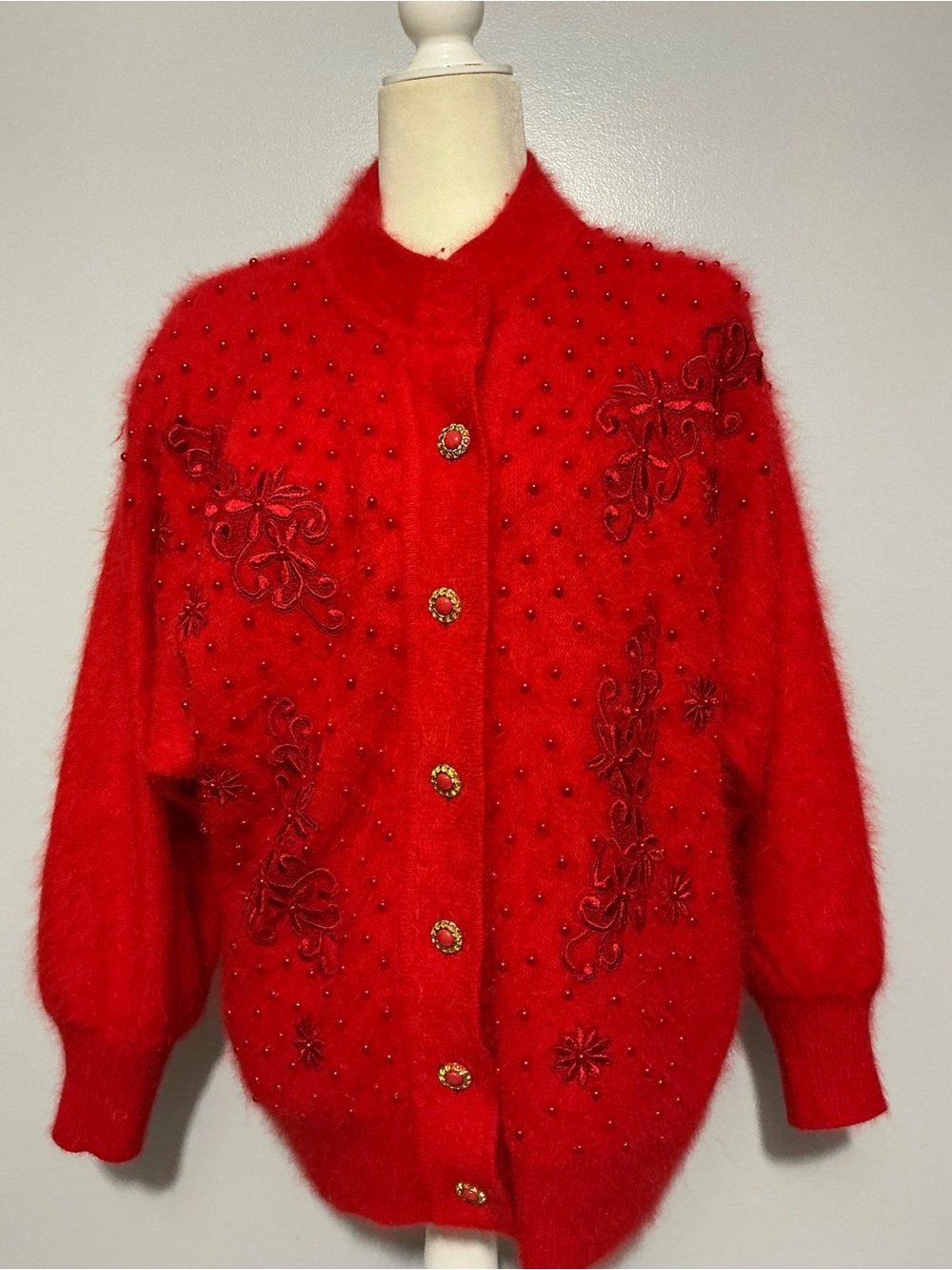 Belldini Red Embellished Knit Cardigan Jacket size M